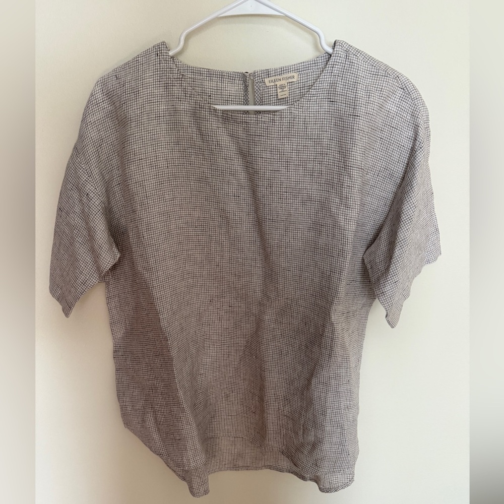 Eileen Fisher Checked Pattern Blouse